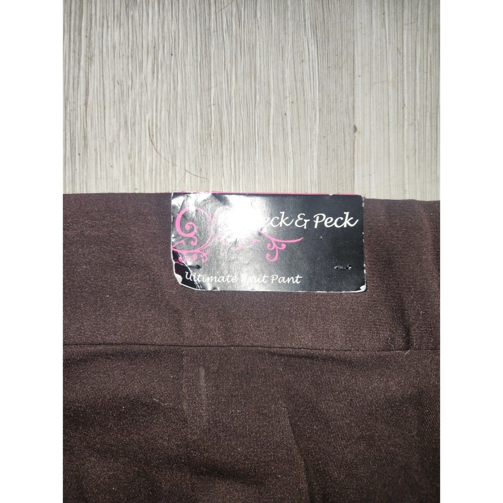 Peck & Peck NEW Ultimate Knit Pant Brown Straight Leg Pull On Trousers Womens 12 - Picture 5 of 7